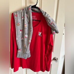 Women's Red and Gray Pajama Set
